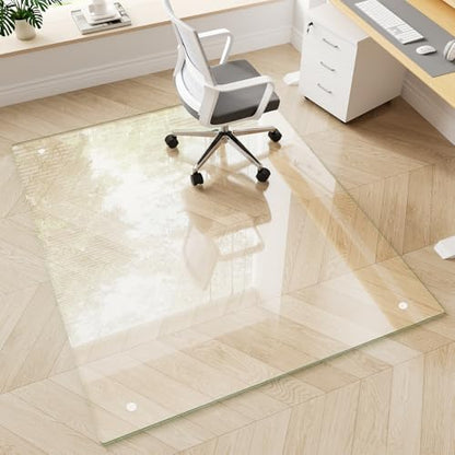 Glass Chair Mat 48" x 60" Tempered Glass Office Chair Mat - color: Transparent, size: 60" x 48"