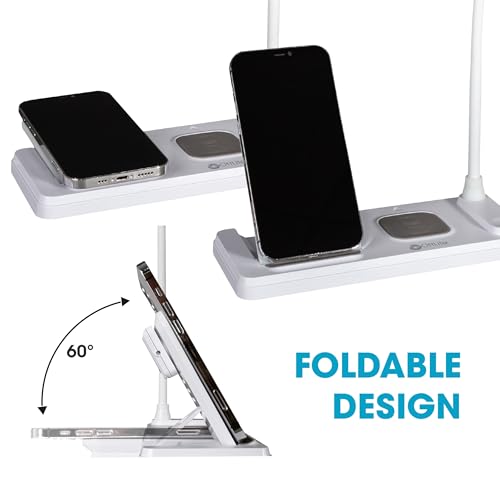 OttLite LED Desk Lamp with Multi-Device Wireless Charging Station, White | Smartwatch Charging Stand | 3 Color Temperature Modes | Flexible Neck | ClearSun LEDs Reduce Eyestrain