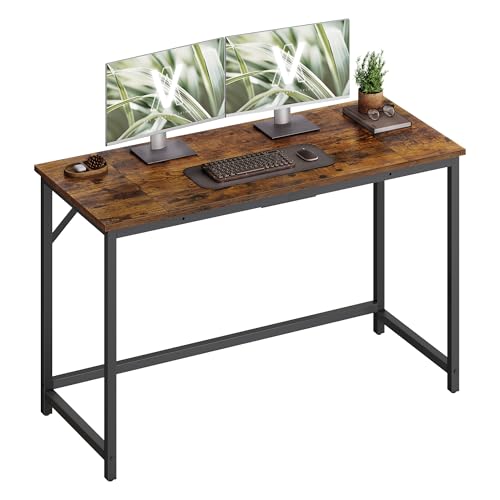 VASAGLE Computer Desk, Office Work Desk, 47.2 x 19.7 x 29.9 Inches | For Study, Bedroom, Home Office, Living Room, Rustic Brown and Black ULWD212K101 - color: Rustic Brown + Ink Black, size: 47.2 inch