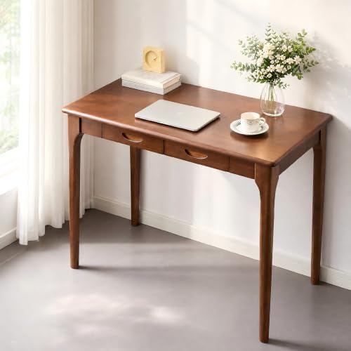 40" Solid Wood Desk with Drawers, Small Writing Desk & Wooden Computer Desk - size: 40inch