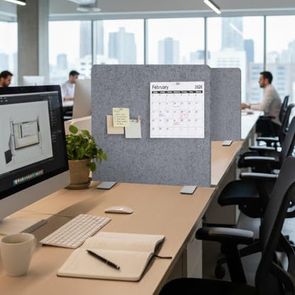Felt Desk Divider, Clamp-On Privacy Panel, 24 x 24 Inch, Light Gray - color: Light Gray, size: 24×24 in