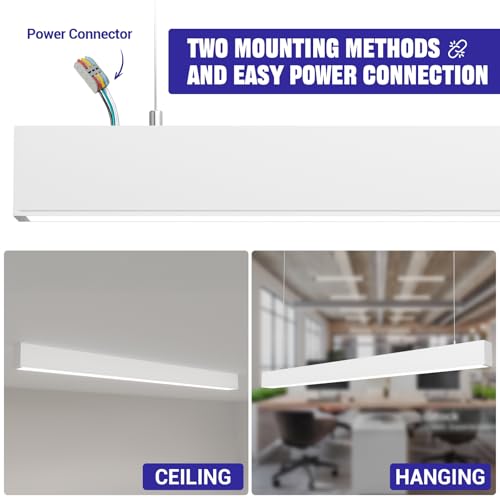 JTT 4FT LED 4Pack White Linear Light,50W/40W/30W Linkable Office Light - color: White 4 Pack（4FT）