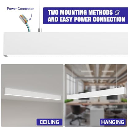 JTT 4FT LED 4Pack White Linear Light,50W/40W/30W Linkable Office Light - color: White 4 Pack（4FT）