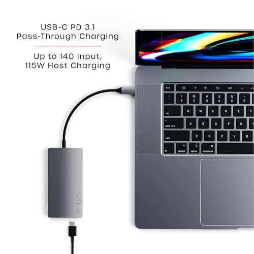 Satechi 8-in-1 USB-C Hub V2, 115W PD Charging, 4K HDMI, Space Gray - color: Space Gray, size: V2