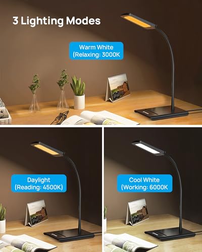TROND Desk Lamp, Dimmable Eye-Caring Table Lamp, Memory Function, Black - color: Black