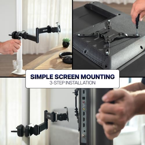 VIVO Black Pole Mount Monitor Arm - color: Black, size: 23 to 43" screens