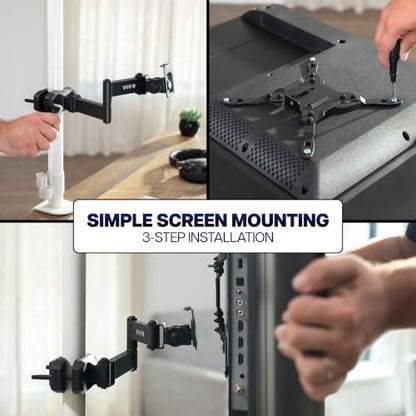 VIVO Black Pole Mount Monitor Arm - color: Black, size: 23 to 43" screens