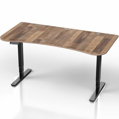 VIVO Reclaimed Wood 63 x 32 in Standing Desk, DESK-KIT-2EBP - color: Reclaimed Wood Top / Black Frame, size: 63 x 32 inch