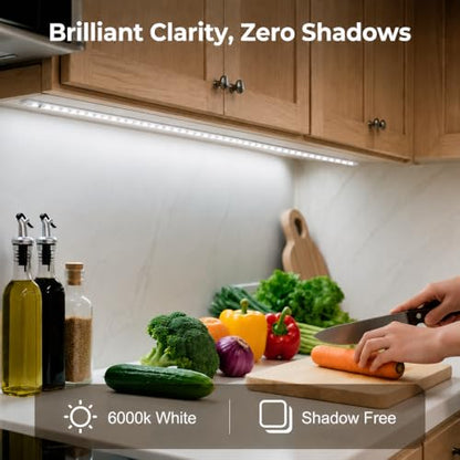 cambk 48inch Hardwired Under Cabinet Lighting for Kitchen,120V Wired Undercounter Led Strip Lights 6000K White Waterproof, Luces para Cocina Bajo Gabinete Under Shelf Lights for Sink/Workbench - size: 48in