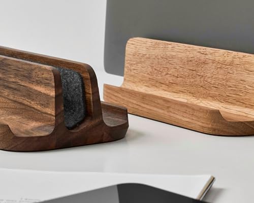 THEHRDWOOD Laptop Stand Vertical Laptop Holder for Desk - All Laptop Vertical Stand up to 0.7'' Thick - Laptop Vertical Stand Handmade of Natural Wood (Dragon Mono Ash) - color: Dragon Mono Ash