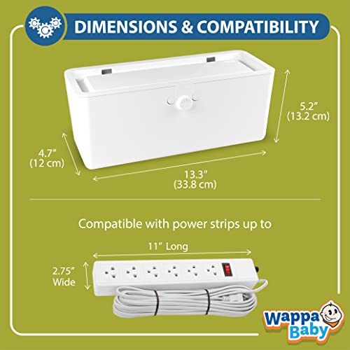 Power Strip Cover Box - Effectively Baby Proofs Power Strip with Patented Dual Lock. Convenient Side Openings for Cords & Cables. Protects Small Hands & Fingers - size: Power Strip Cover Box