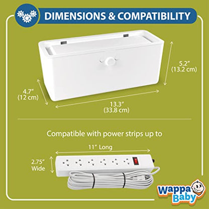 Power Strip Cover Box - Effectively Baby Proofs Power Strip with Patented Dual Lock. Convenient Side Openings for Cords & Cables. Protects Small Hands & Fingers - size: Power Strip Cover Box