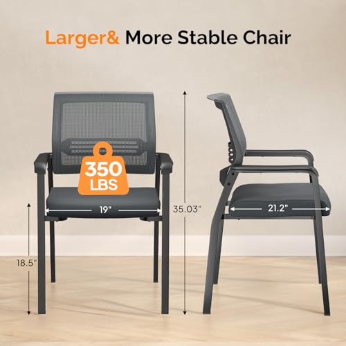 VINGLI Oversize 350 lbs Stackable Waiting Room & Conference Room Chairs; Ergonomic Design for Office Guest Lobby Reception Areas