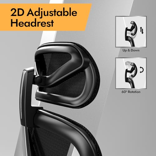 Ergonomic Mesh Office Chair - 3D Adjustable Lumbar Support & 3D Armrests, V-Shaped Back, Adjustable Desk Chair for Office & Home, Black - color: Black