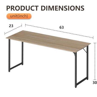 BestOffice Computer Desk,Home Office Desk, Modern Simple Style for Home Office Study Writing (Nature, 63 Inch) - color: Nature, size: 63 Inch
