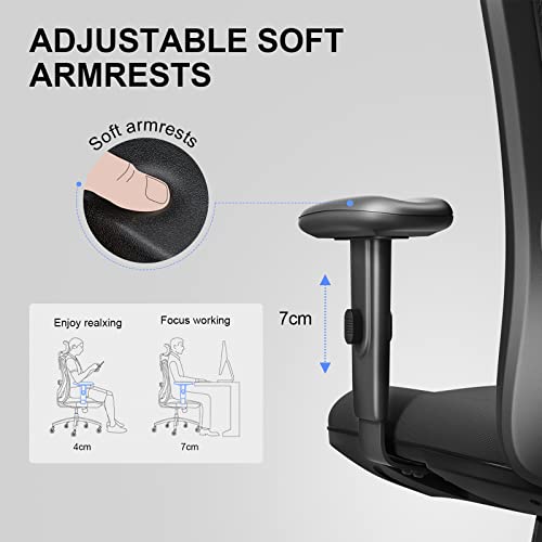 SIHOO M18 Ergonomic Office Chair, Upgraded Wheels, Mesh Back Desk Chair - color: Light Black, size: Pack of 1