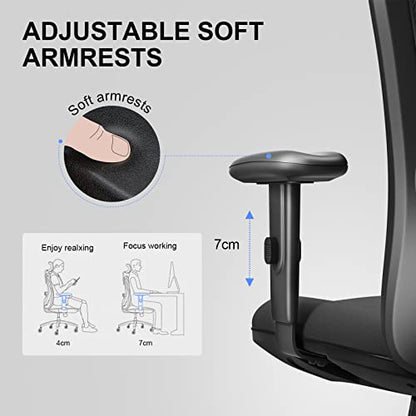 SIHOO M18 Ergonomic Office Chair, Upgraded Wheels, Mesh Back Desk Chair - color: Light Black, size: Pack of 1