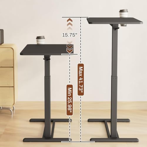 FLEXISPOT 32" Mobile Standing Desk Pneumatic Lift Computer Workstations - color: Pure Black, size: 32x18