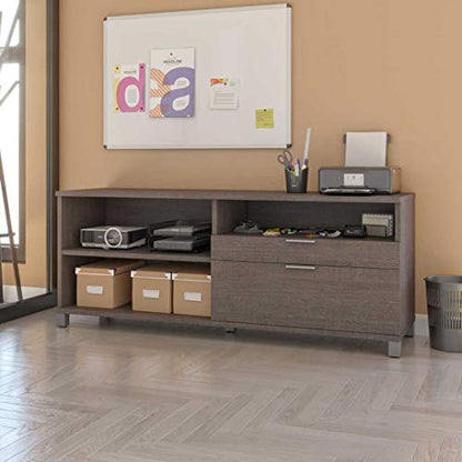 Bestar Pro-Linea 72W Credenza with 2 Drawers in bark Grey