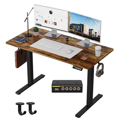48 x 24 Inch Electric Standing Desk, 3 Memory Presets, Brown - color: Brown, size: 48*24
