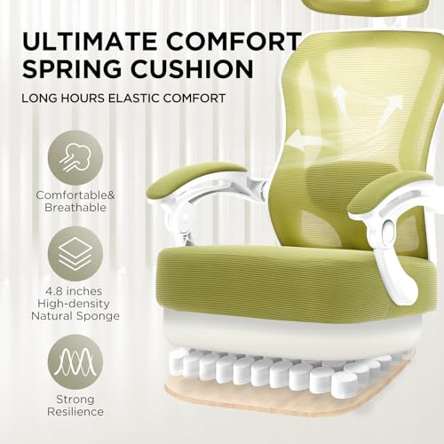 Ergonomic Office Chair with Footrest,Ultra Thick Desk Chair,Green - color: Green