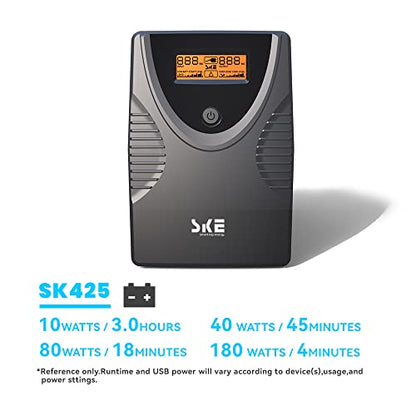 SKE UPS 425VA+1500VA Battery Backup Power Supply Surge Protector 240W+900W Set Intelligent UPS with LCD Uninterruptible Power Supply