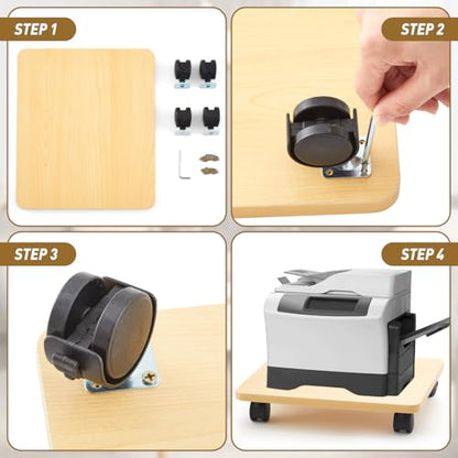 Beeveer 2 Pcs Burlywood Under Desk Printer Stand 13.8 x 11.8 x 2.4 Inches - color: Burlywood, size: 13.8 x 11.8 x 2.4 Inches