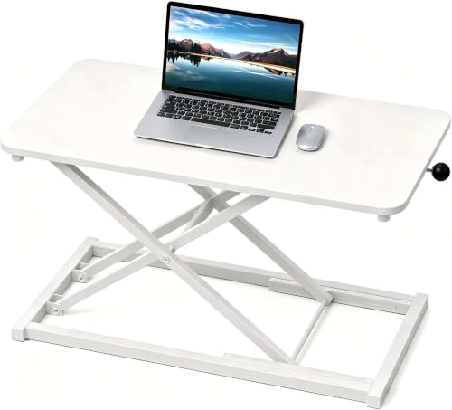 Height Adjustable Standing Desk White Converter Keyboard Riser 23.6 Inch - color: White