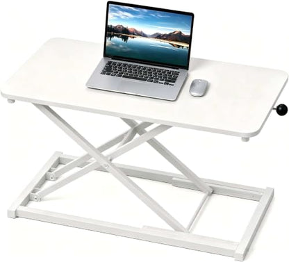 Height Adjustable Standing Desk White Converter Keyboard Riser 23.6 Inch - color: White