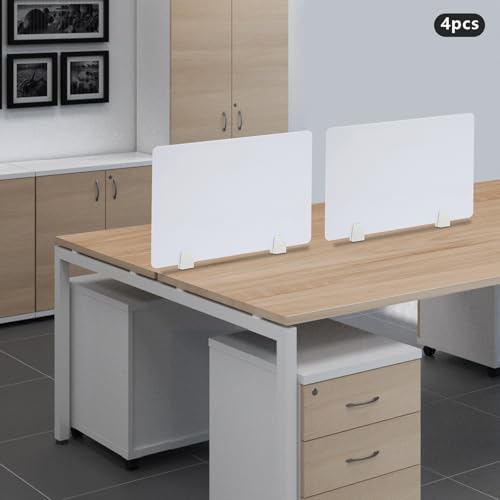 4PCS Desk Dividers Office Partitions, Privacy Desk Panel Protective, Acrylic Plexiglass Shield with Clamps for Offices Schools Call Centers - 23.6”L X15.8”W - color: White