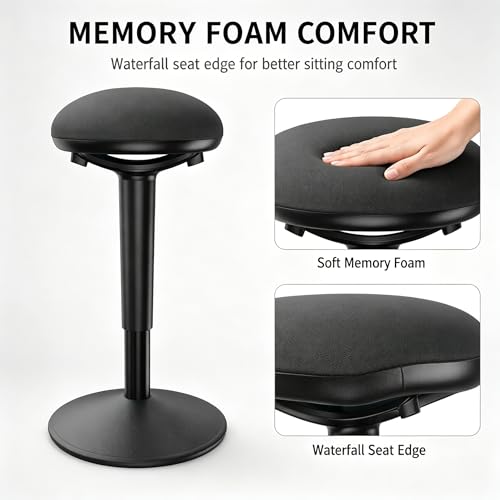 Standing Desk Chair with 360-Degree Standing Desk Chair with Memory Foam Seat Cushion, Lightweight & Flexible - color: R22-black