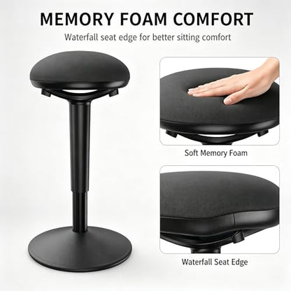 Standing Desk Chair with 360-Degree Standing Desk Chair with Memory Foam Seat Cushion, Lightweight & Flexible - color: R22-black