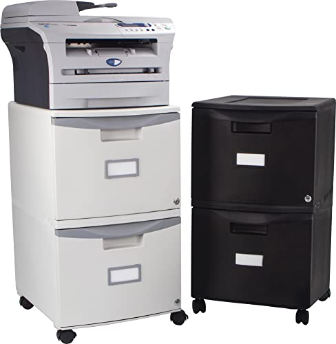 Storex Two-Drawer Mobile File Cabinet with Lock, 14.8 x 18 x 26-Inch, Gray (61301B01C) - color: Grey, size: 26" x 31.8" x 14.1", style: 2-Drawer, With Casters