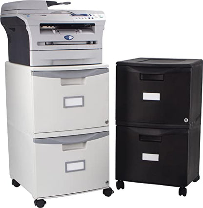Storex Two-Drawer Mobile File Cabinet with Lock, 14.8 x 18 x 26-Inch, Gray (61301B01C) - color: Grey, size: 26" x 31.8" x 14.1", style: 2-Drawer, With Casters