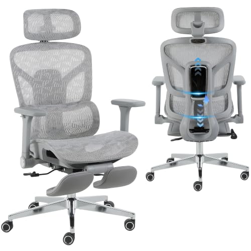 Korser Ergonomic Mesh Office Chair with Footrest, Big and Tall Desk Chair with 4D Flip-Up Arms, Auto-Tracking Lumbar Support, 3D Headrest, High Back Computer Gaming Chair for Home Office, White - color: White