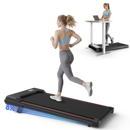 Incline Walking Pad, 3.5HP Foldable Portable Treadmill with Handle Bars, Ultra Quiet ≤40dB Under Desk Treadmills for Home Office, 330LB Capacity, Wide Running Belt, LED Display & Remote Control - color: Dark Black