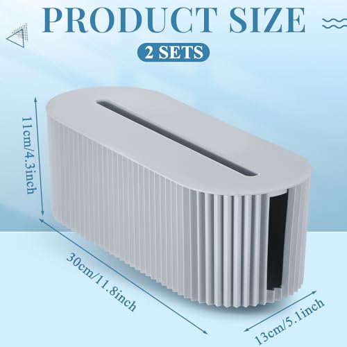 2 Pcs Cable Management Box, Fits Most Power Sockets, 11.8x5.1x4.3 in - color: Gray, style: Classic