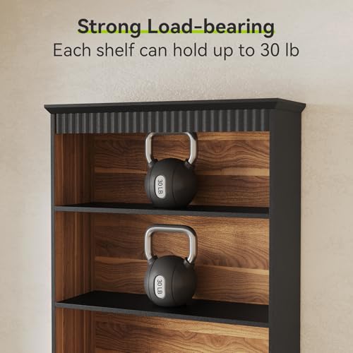 LITTLE TREE 72" Tall Black Bookcase with 2 Drawers, 5-Tier Bookshelf with File Cabinet Storage, Modern Freestanding Office Storage Bookcase for Living Room, Bedroom, Home Office - color: Black