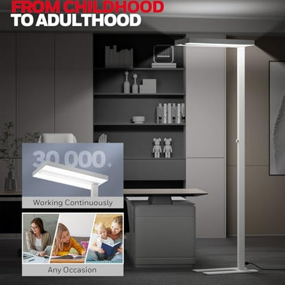 Honeywell 02E LED Floor Lamp, 6000LM Sunturalux Eye Caring Standing Light | 4000K 60W Natural Daylight Dimmable Reading Lamp, Modern Floor Lamp for Home Office Living Room Bedroom - style: 6000LM