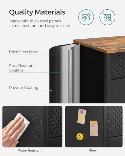 SONGMICS Storage Cabinet, Sideboard with Adjustable Shelves - color: Rustic Brown + Black, size: 31.5"W, style: 1 pack