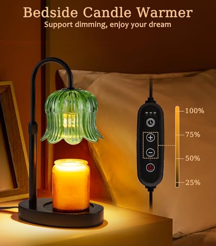 Candle Warmer Lamp with Timer - Electric Candles Wax Warmers Glass Lamps - color: F-green