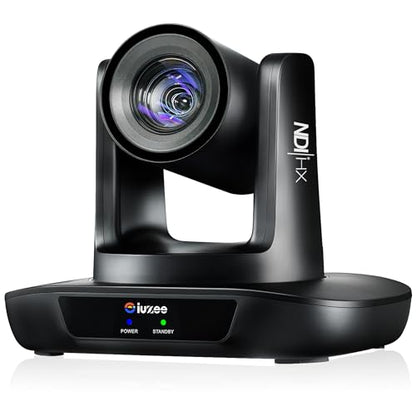 AI Auto Tracking NDI PTZ Camera 3G-SDI/USB3.0/HDMI/LAN IP PoE IP Live Streaming 20X Optical and 8X Digital Zoom Camera 1080P 60FPS for Church Services Worship Education Events vMix OBS YouTube - color: jet black