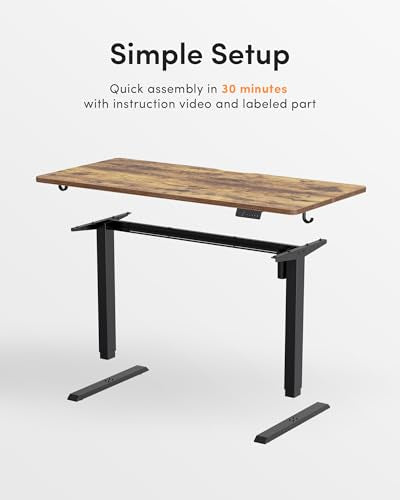 DESINO Standing Desk, 63 × 28 Inches Electric Height Adjustable, Sit and Stand Up, Computer Office Desk with Splice Board, Black Frame/Rustic Brown TOP - color: Rustic Brown, size: 63x28