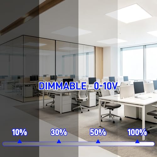 hykolity 2x2 LED Flat Panel Light,Back-Lit Dimmable,Drop Ceiling,6 Pack | 30/40/50W Selectable 0-10V Dimmable 5000K Recessed Light for Office Classroom Hospital Garage Retail Replaces 2-Lamp Fixture - size: 2X2FT