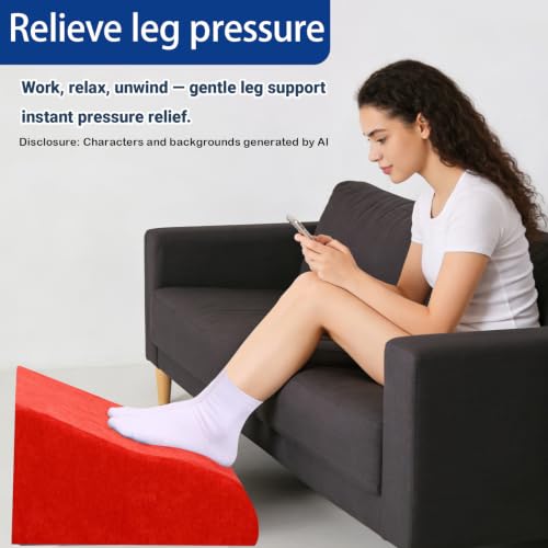 Foot Rest for Under Desk at Work, Ergonomic Under Desk Footrest with Washable Cover for Office, Home & Gaming Leg Elevation Pillow Red - color: G-red