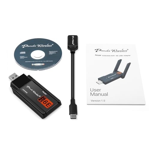 Panda Wireless PAU0F AXE3000 Tri Band (2.4/5 / 6 GHz) WiFi 6E USB 3.0 Adapter - Windows 10/11, Zorin, MX Linux, EndeavourOS, Mint, Ubuntu, Manjaro, openSUSE, Fedora, Kali and Raspbian
