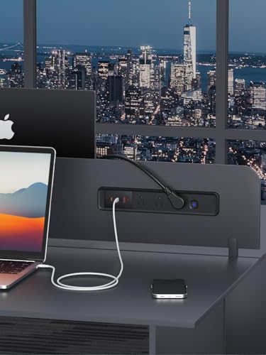 Recessed Power Strip 65W USB-C Fast Charging 3 AC Outlets for Home&Office | Drawer Outlet with 6ft Flat Plug Cable,Desk-Mounted Hidden Electrical Outlet ,Recessed Outlet Black