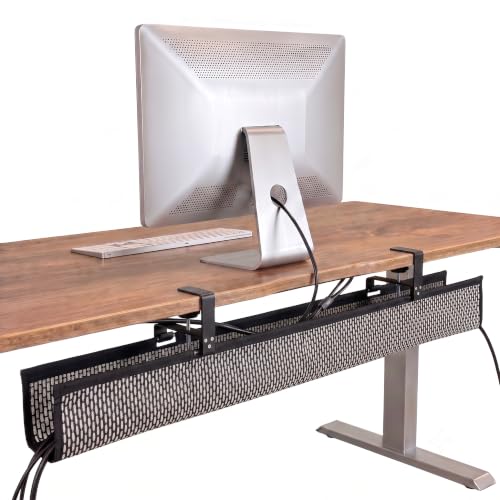 Perfect POSTURE Mesh Cable Organizer – Clamp-Mounted Under Desk Cable Management, Flexible Mesh, Easy-Access Design, & Standing Desk Compatible – 38” (White) - color: White, size: 38" Clamp