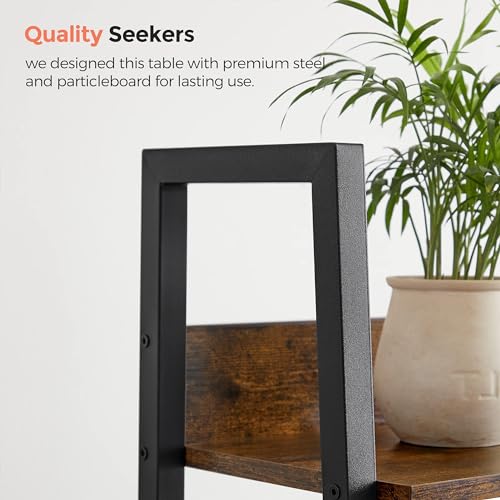 VASAGLE Bookshelf, 5-Tier Narrow Bookcase, Ladder Shelf | For Home Office, Living Room, Bedroom, Kitchen, Rustic Brown and Matte Black, BARNET Collection ULLS109B01 - color: Rustic Brown + Ink Black, size: 5 Tiers (13.3"W), style: With back panels