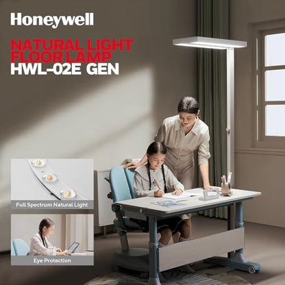 Honeywell 02E LED Floor Lamp, 8000LM Sunturalux Eye Caring Standing Light | 4000K 80W Natural Daylight Dimmable Reading Lamp, Modern Floor Lamp for Home Office Living Room Bedroom - style: 8000LM